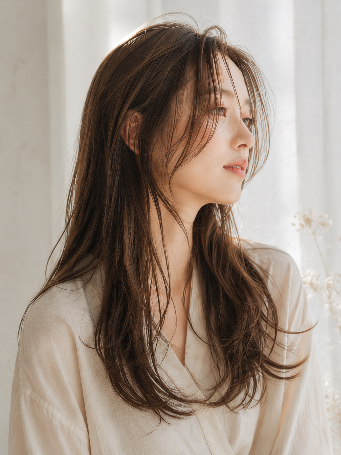 艶感のあるロングヘアのスタイル写真