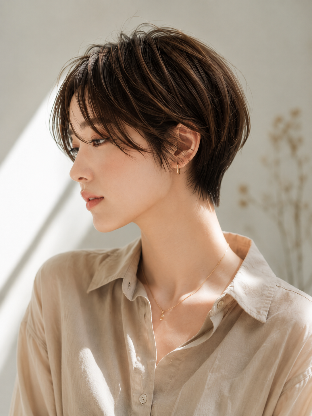 すっきりとした大人ショートヘアのスタイル写真